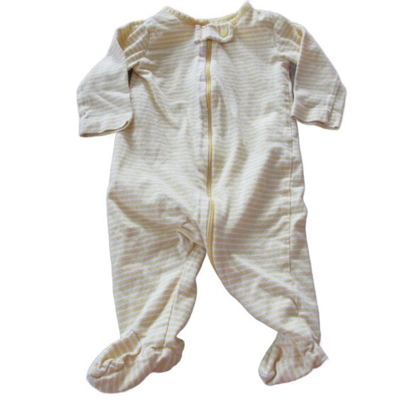 Carters Child of Mine Zip Footed Sleeper Unisex 0-3M Yellow Striped Long Sleeve - Picture 1 of 4